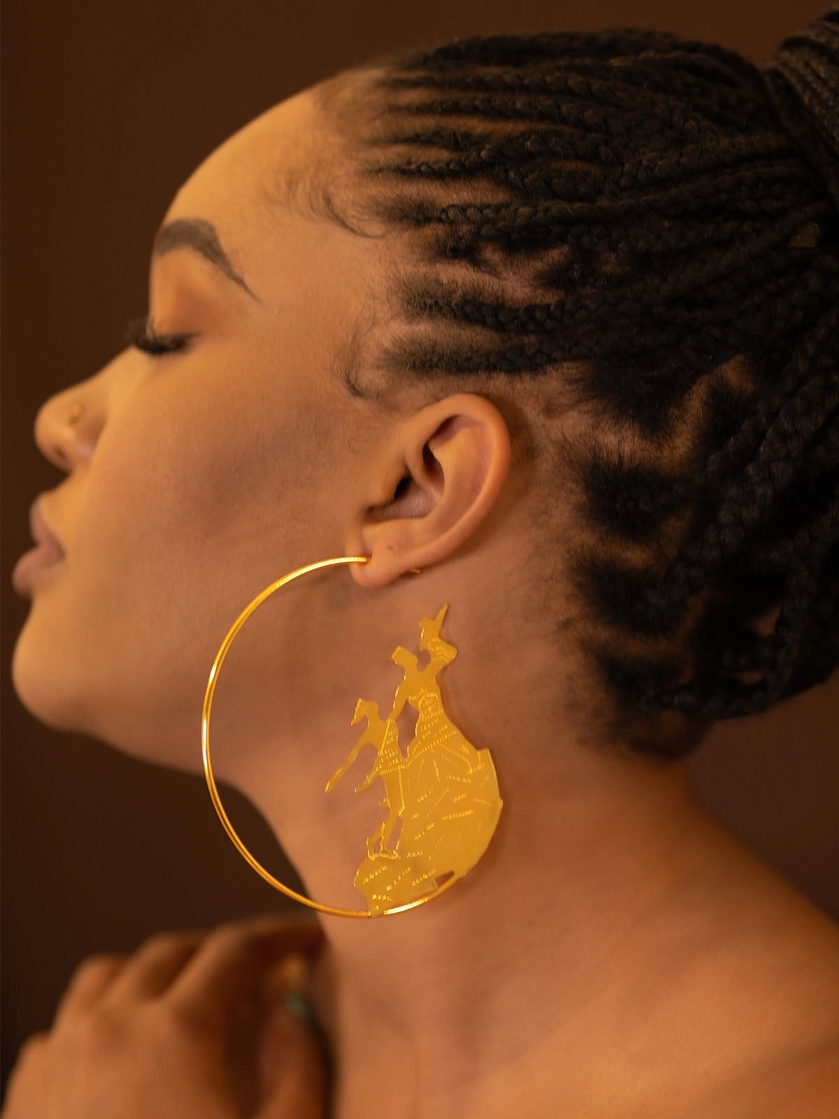 Boucles renaissance big bronze design faitmain artisanat afrique senegal